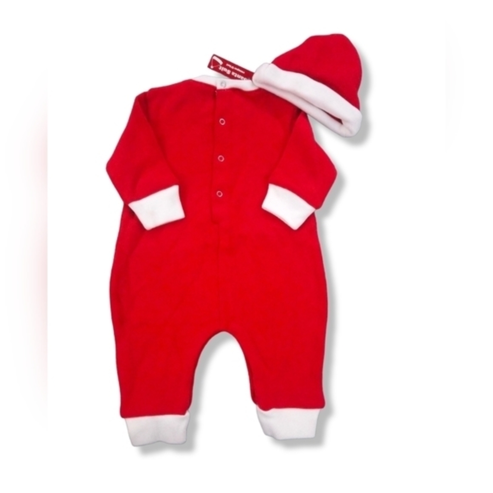 Mandal Bay Coverall Santa Suit & Hat Baby Size 6 Months Red Ribbed Knit One Pc - Picture 2 of 6